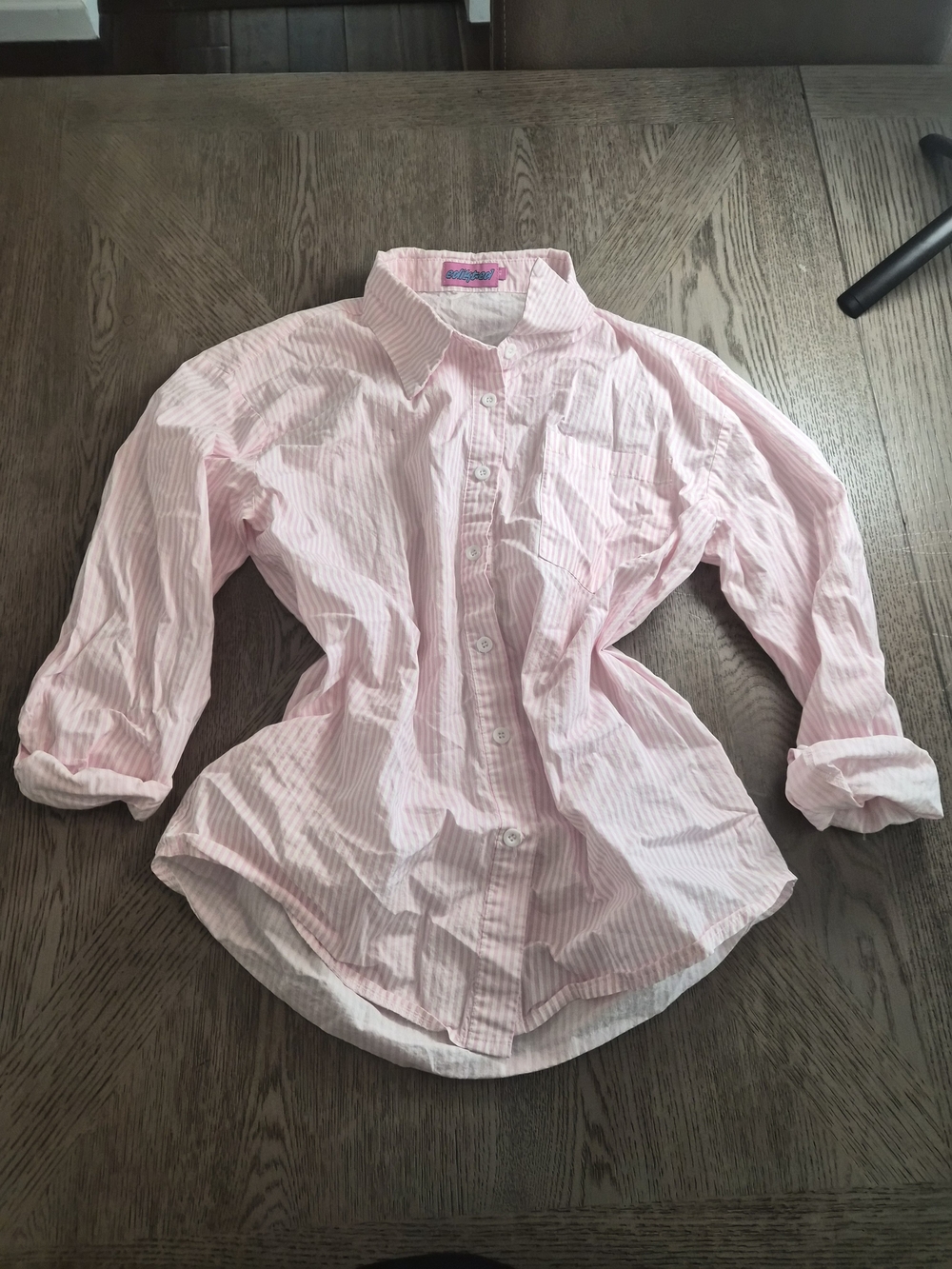 Edikted Light Pink Striped Button-Down Shirt